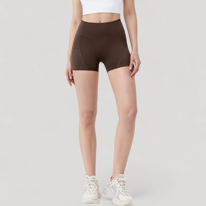 Anna-Kaci Active Women's High Waist Workout Shorts with Side Pockets and Seam-Contoured Fit for Flexible Movement