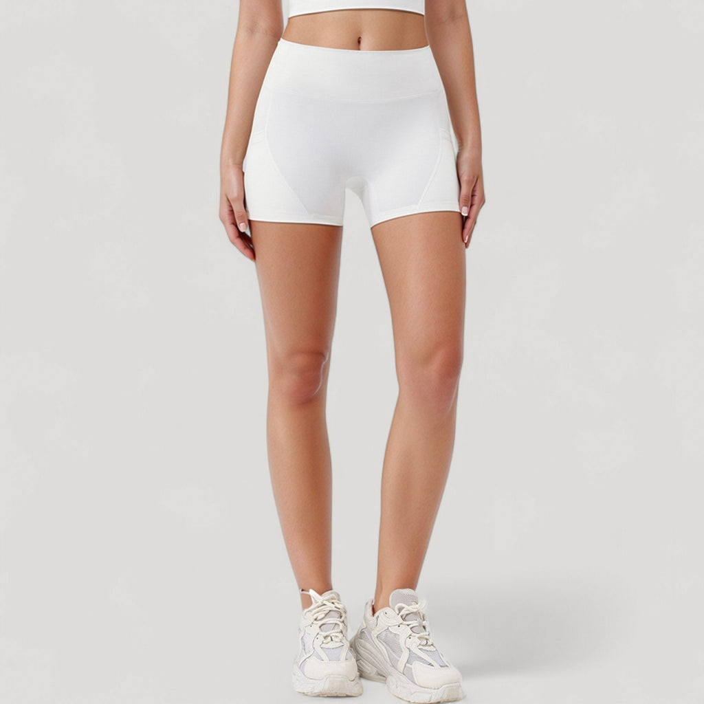 Anna-Kaci Active Women's High Waist Workout Shorts with Side Pockets and Seam-Contoured Fit for Flexible Movement