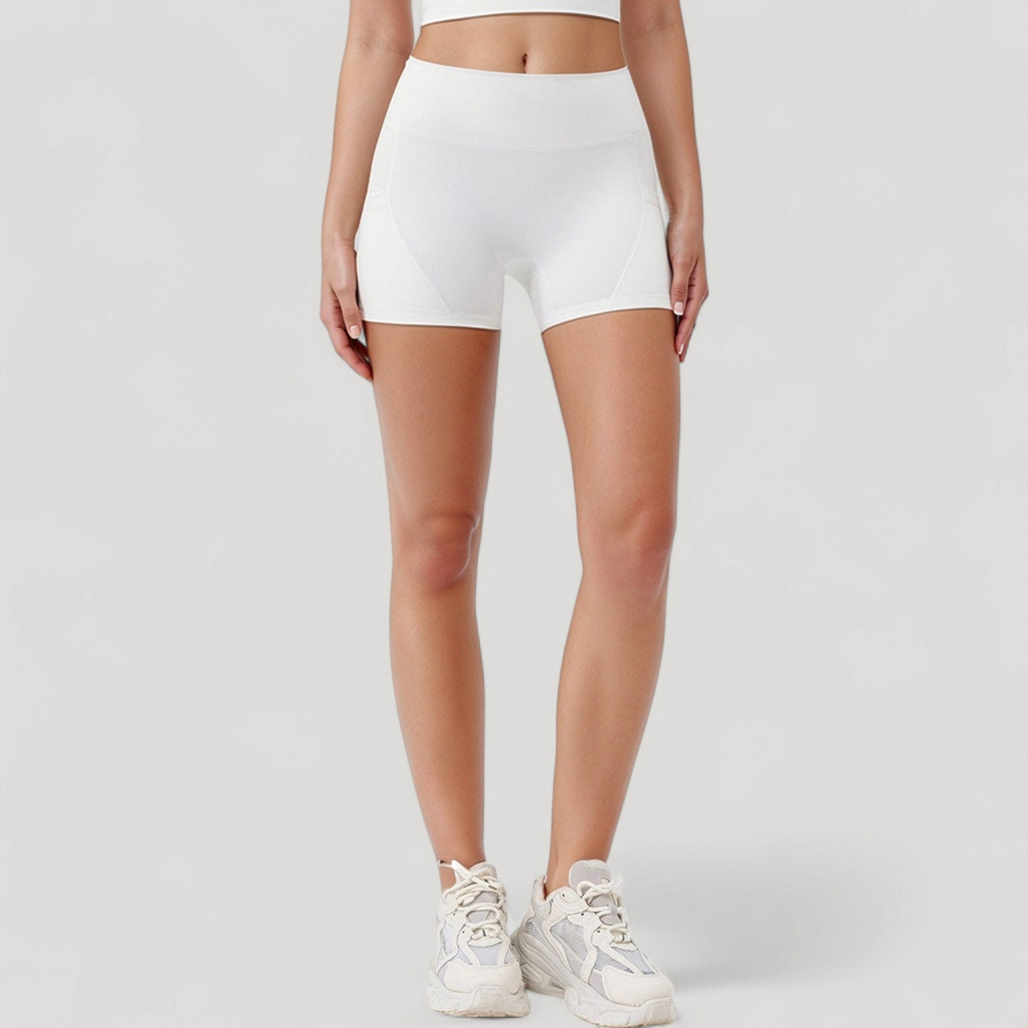 Anna-Kaci Active Women's High Waist Workout Shorts with Side Pockets and Seam-Contoured Fit for Flexible Movement