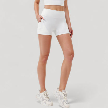 Anna-Kaci Active Women's High Waist Workout Shorts with Side Pockets and Seam-Contoured Fit for Flexible Movement