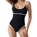 Anna-Kaci Women's One-Piece Swimsuit with Scoop Neck Contrast Trim and Ruched Waist Detail