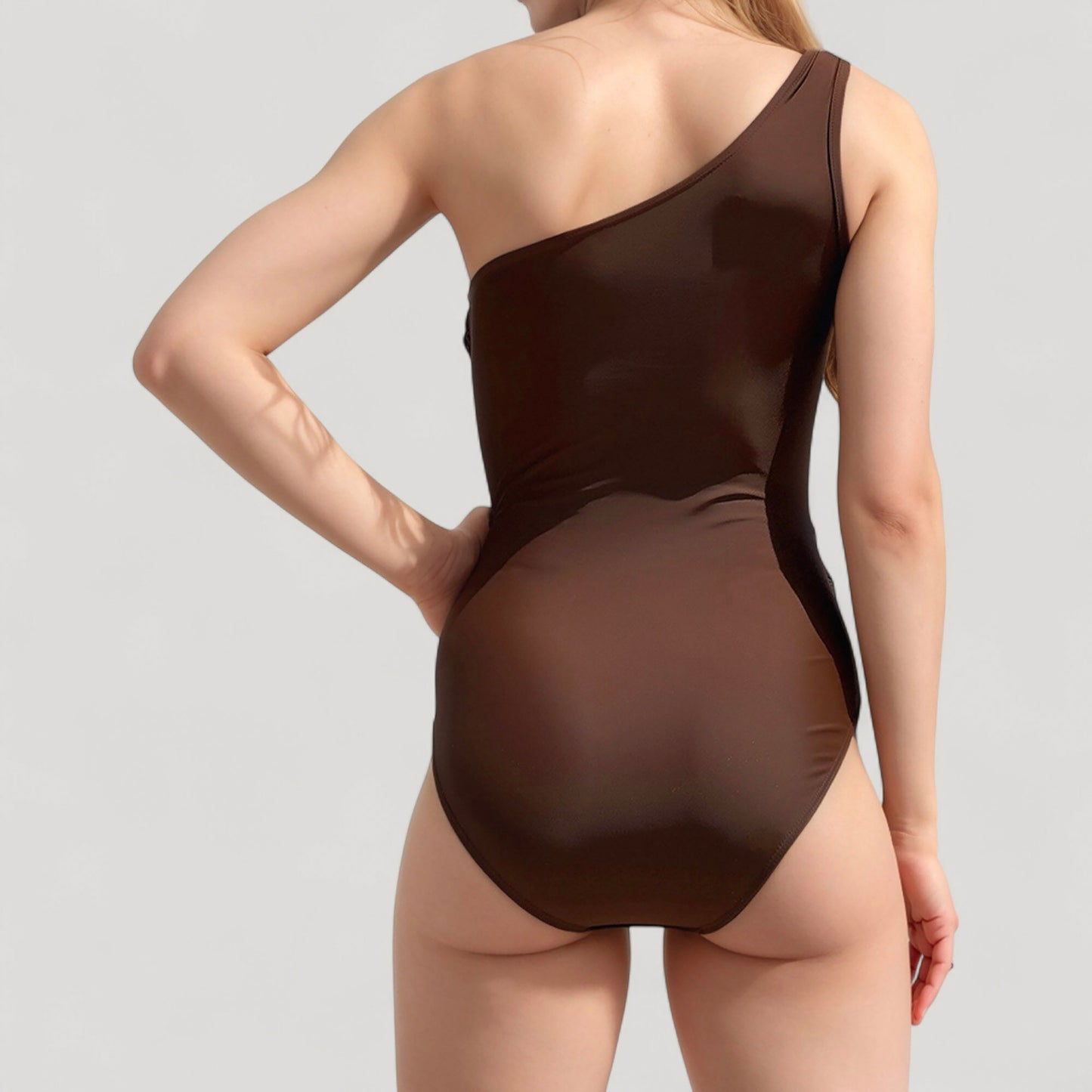 Anna-Kaci Swim Women's One Shoulder One Piece Swimsuit with Sheer Mesh Cutout Panels and Asymmetrical Design