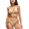 Anna-Kaci Women's Textured Triangle Bikini Set with Front Bow Detail and Adjustable Side Tie Bottoms