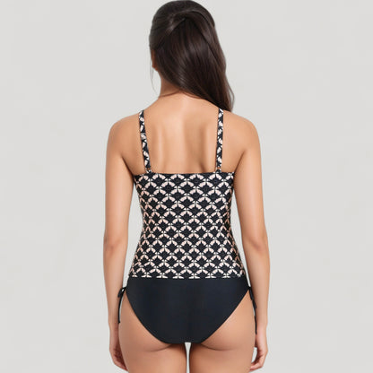 Anna-Kaci Swim Women's Tankini Top with Front Tie and Adjustable Side Bottoms Two Piece Swimsuit