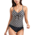 Anna-Kaci Swim Women's Tankini Top with Front Tie and Adjustable Side Bottoms Two Piece Swimsuit
