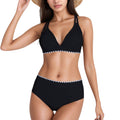 Anna-Kaci Swim Women's High Waist Bikini Set with Triangle Trim Details and Adjustable Straps for a Supportive and Flattering Beachwear Look