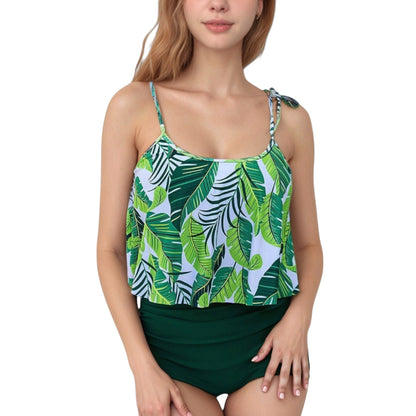 Anna-Kaci Swim Women's Tankini Swimsuit with Loose Flowy Top and Tropical High Waist Bottom for Comfortable and Stylish Beachwear