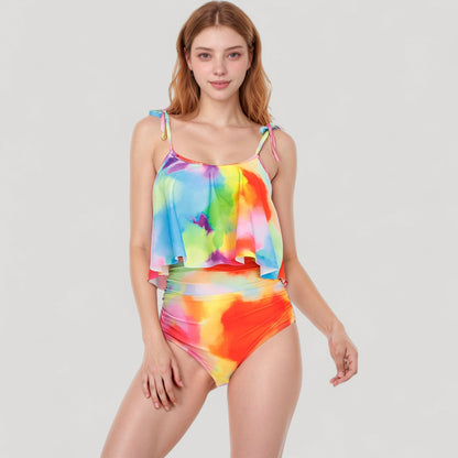 Anna-Kaci Swim Women's Tankini Swimsuit with Loose Flowy Top and Tropical High Waist Bottom for Comfortable and Stylish Beachwear