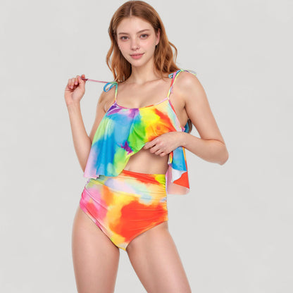 Anna-Kaci Swim Women's Tankini Swimsuit with Loose Flowy Top and Tropical High Waist Bottom for Comfortable and Stylish Beachwear