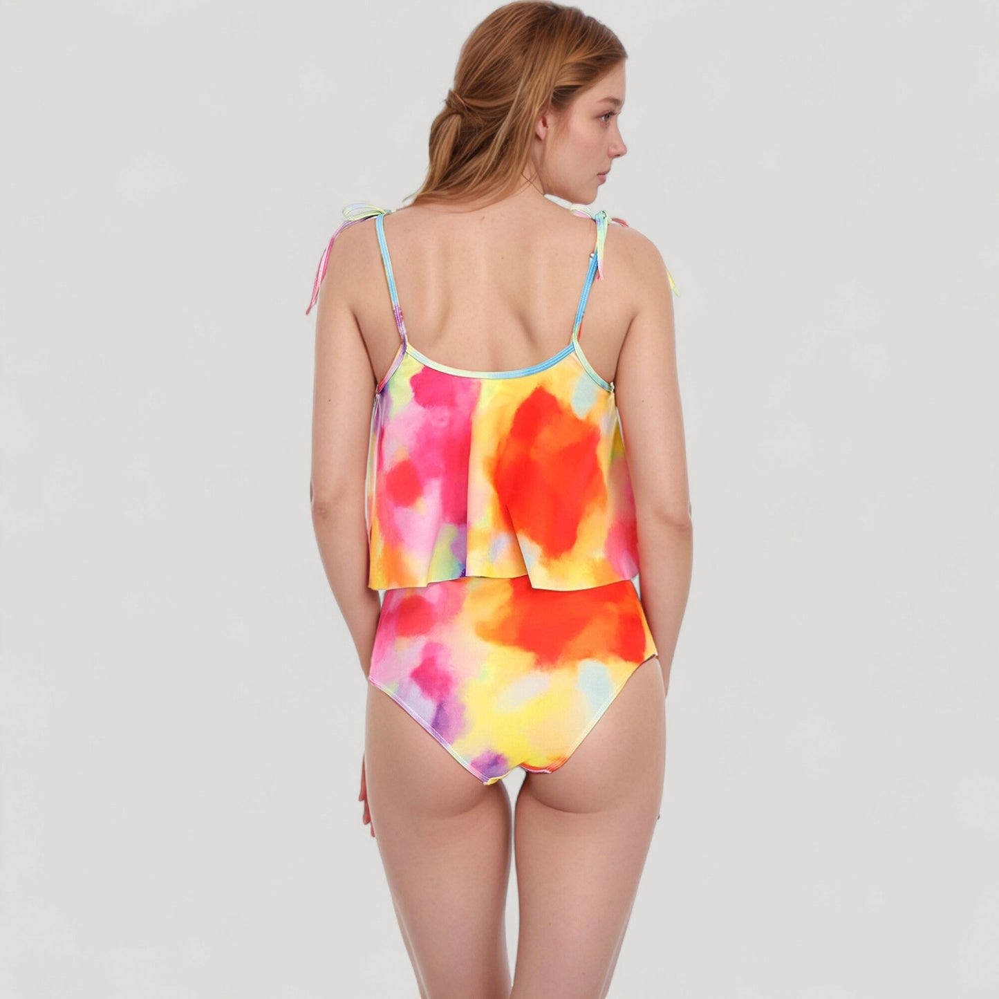 Anna-Kaci Swim Women's Tankini Swimsuit with Loose Flowy Top and Tropical High Waist Bottom for Comfortable and Stylish Beachwear