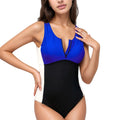 Anna-Kaci Swim Women's Colorblock One-Piece Swimsuit with Front Zipper Detail and Scoop Neck Design