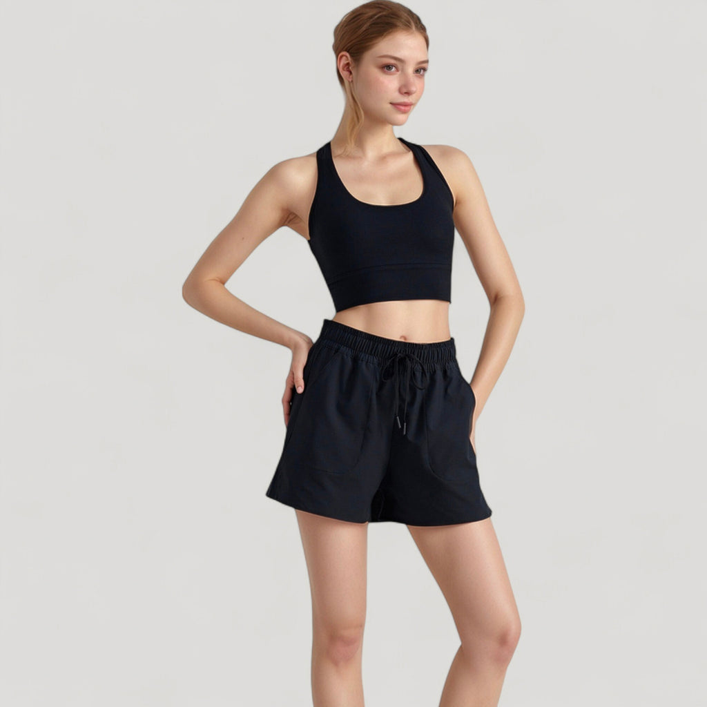 Anna-Kaci Active Women's Scoop Neck Sports Bra Top with Wide Straps and Soft Stretch Fit