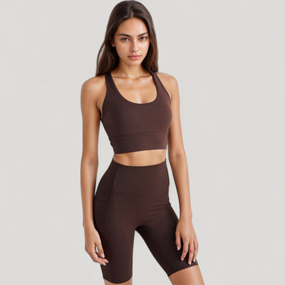 Anna-Kaci Active Women's Scoop Neck Sports Bra Top with Wide Straps and Soft Stretch Fit