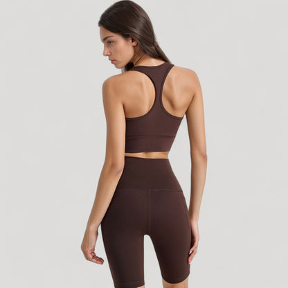 Anna-Kaci Active Women's Scoop Neck Sports Bra Top with Wide Straps and Soft Stretch Fit
