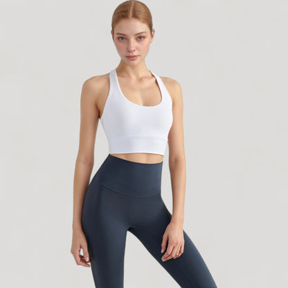 Anna-Kaci Active Women's Scoop Neck Sports Bra Top with Wide Straps and Soft Stretch Fit