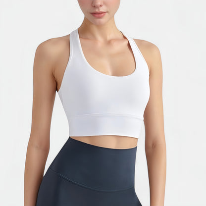 Anna-Kaci Active Women's Scoop Neck Sports Bra Top with Wide Straps and Soft Stretch Fit