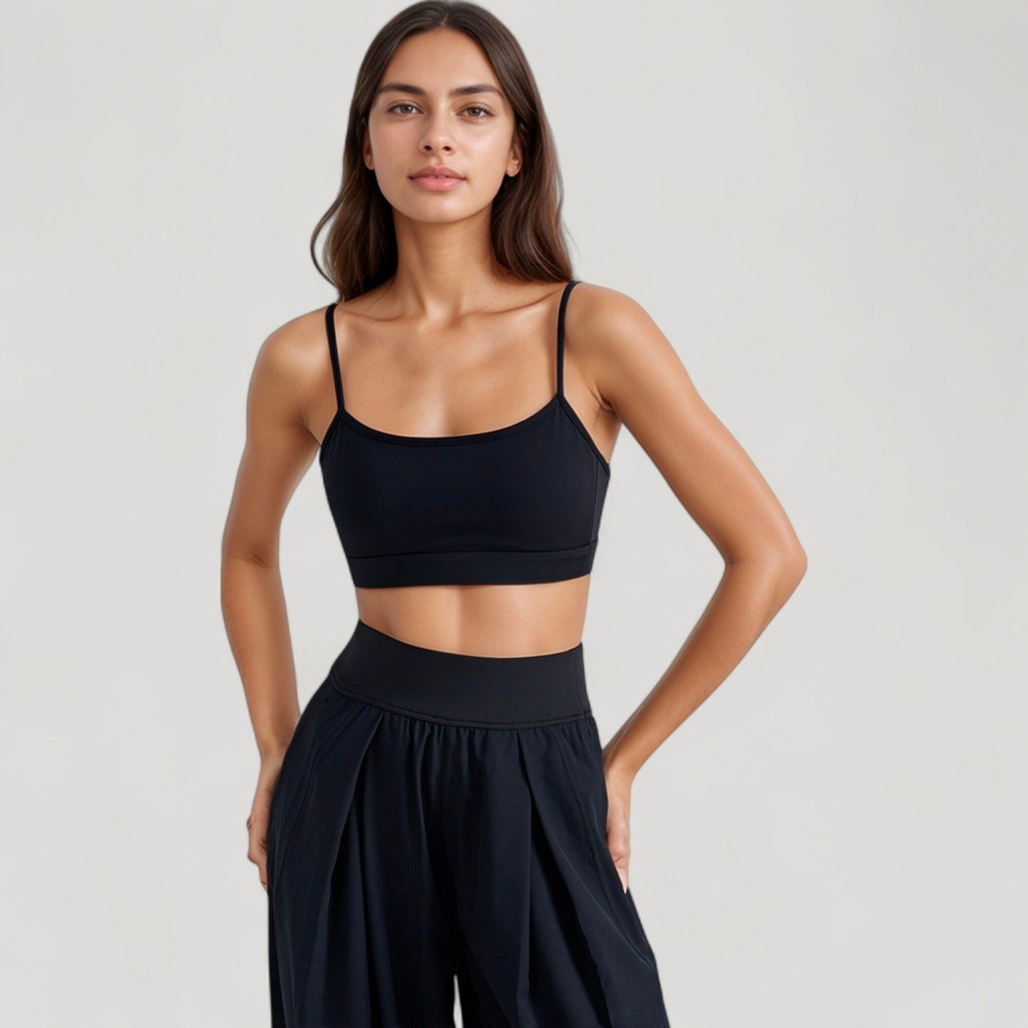 Anna-Kaci Active Women's Spaghetti Strap Scoop Neck Sports Bra Top with Lightweight Stretch Fabric