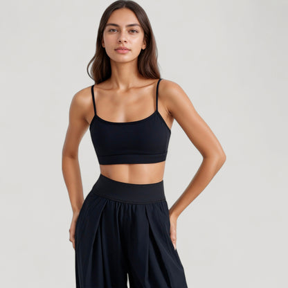 Anna-Kaci Active Women's Spaghetti Strap Scoop Neck Sports Bra Top with Lightweight Stretch Fabric