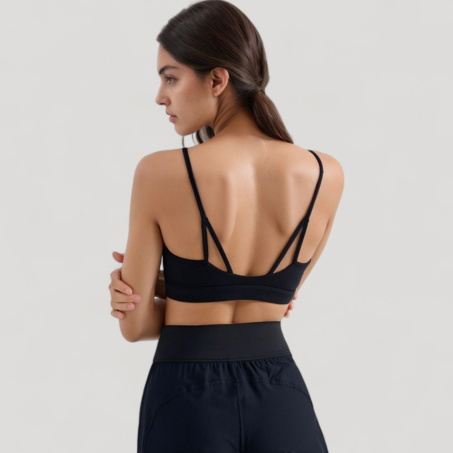 Anna-Kaci Active Women's Spaghetti Strap Scoop Neck Sports Bra Top with Lightweight Stretch Fabric