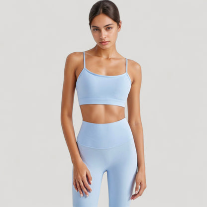 Anna-Kaci Active Women's Spaghetti Strap Scoop Neck Sports Bra Top with Lightweight Stretch Fabric
