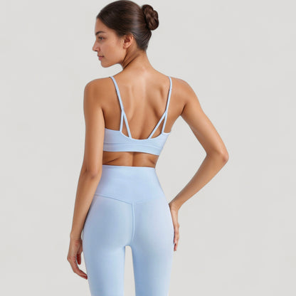 Anna-Kaci Active Women's Spaghetti Strap Scoop Neck Sports Bra Top with Lightweight Stretch Fabric