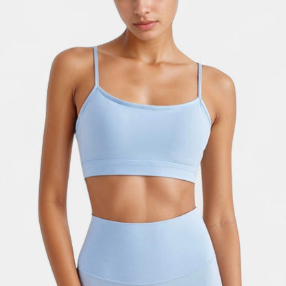 Anna-Kaci Active Women's Spaghetti Strap Scoop Neck Sports Bra Top with Lightweight Stretch Fabric