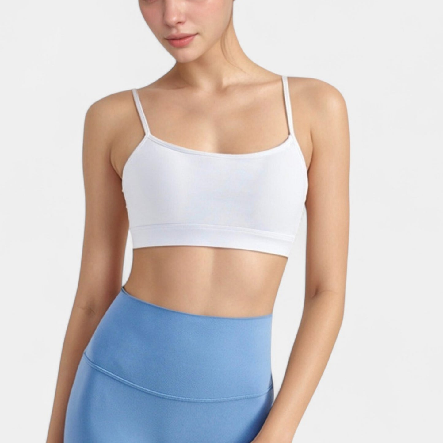 Anna-Kaci Active Women's Spaghetti Strap Scoop Neck Sports Bra Top with Lightweight Stretch Fabric