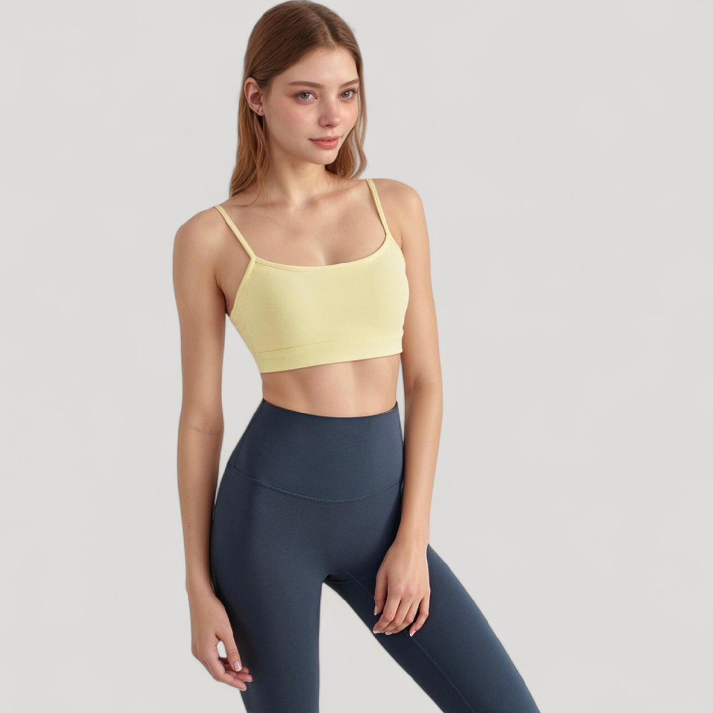 Anna-Kaci Active Women's Spaghetti Strap Scoop Neck Sports Bra Top with Lightweight Stretch Fabric