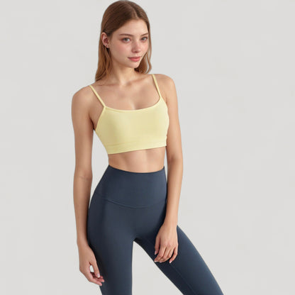 Anna-Kaci Active Women's Spaghetti Strap Scoop Neck Sports Bra Top with Lightweight Stretch Fabric