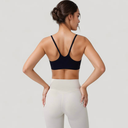 Anna-Kaci Active Women's Seamless Scoop Neck Sports Bra with Thin Adjustable Straps and Soft Stretch Fabric