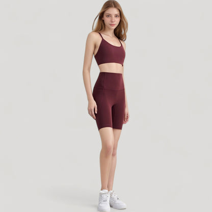 Anna-Kaci Active Women's Seamless Scoop Neck Sports Bra with Thin Adjustable Straps and Soft Stretch Fabric