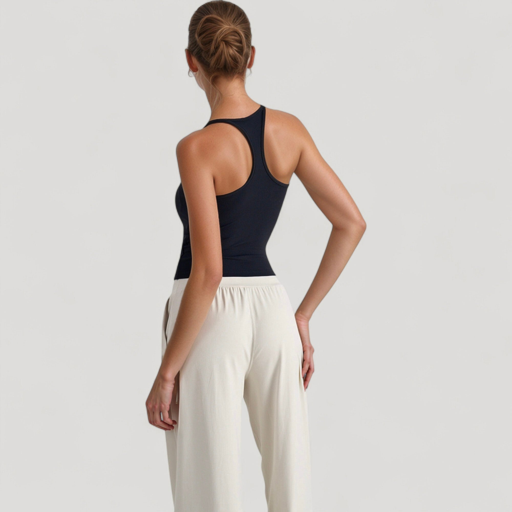 Anna-Kaci Active Women's Fitted Square Neck Tank Top with Built-In Bra and Racerback Design for Active and Casual Comfort