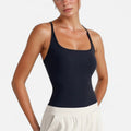 Anna-Kaci Active Women's Fitted Square Neck Tank Top with Built-In Bra and Racerback Design for Active and Casual Comfort