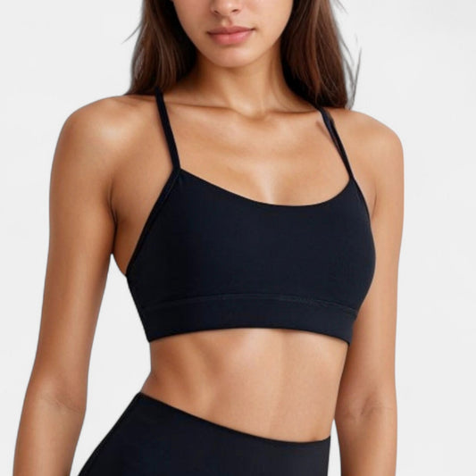 Anna-Kaci Active Women's Scoop Neck Sports Bra Top with Adjustable Thin Straps and Seamless Lightweight Fabric