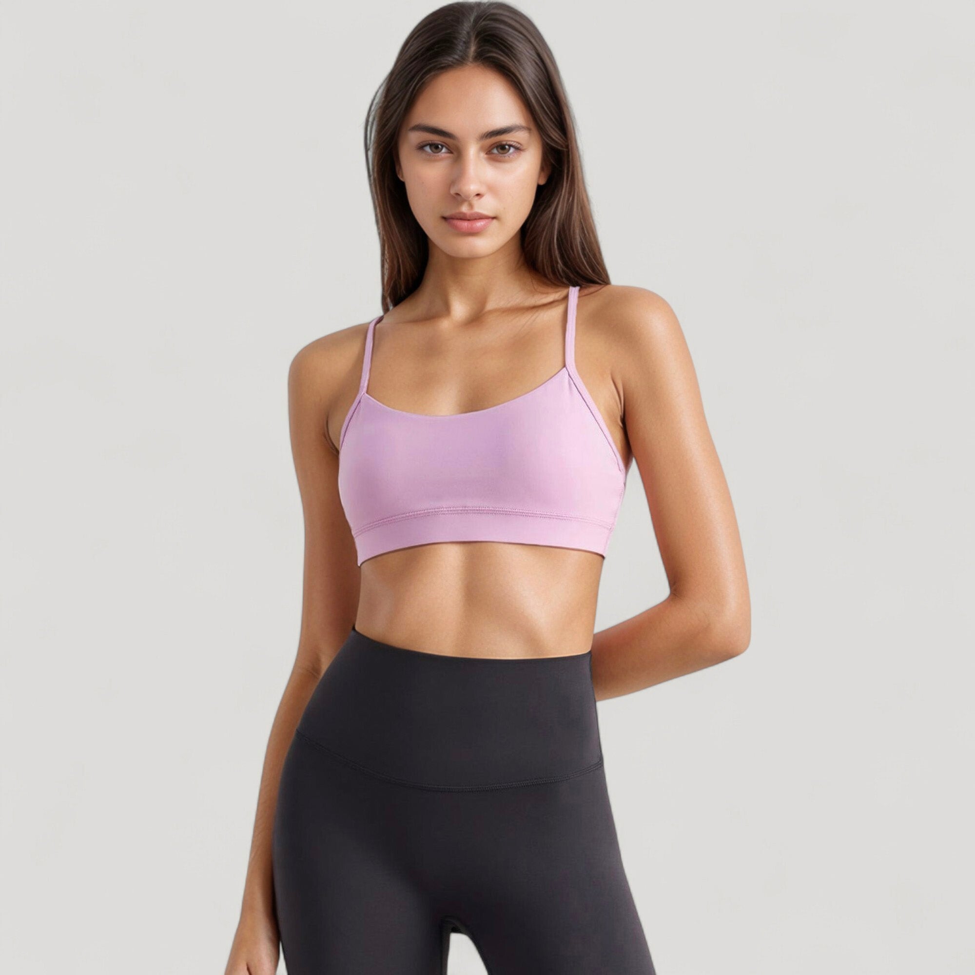 Anna-Kaci Active Women's Scoop Neck Sports Bra Top with Adjustable Thin Straps and Seamless Lightweight Fabric