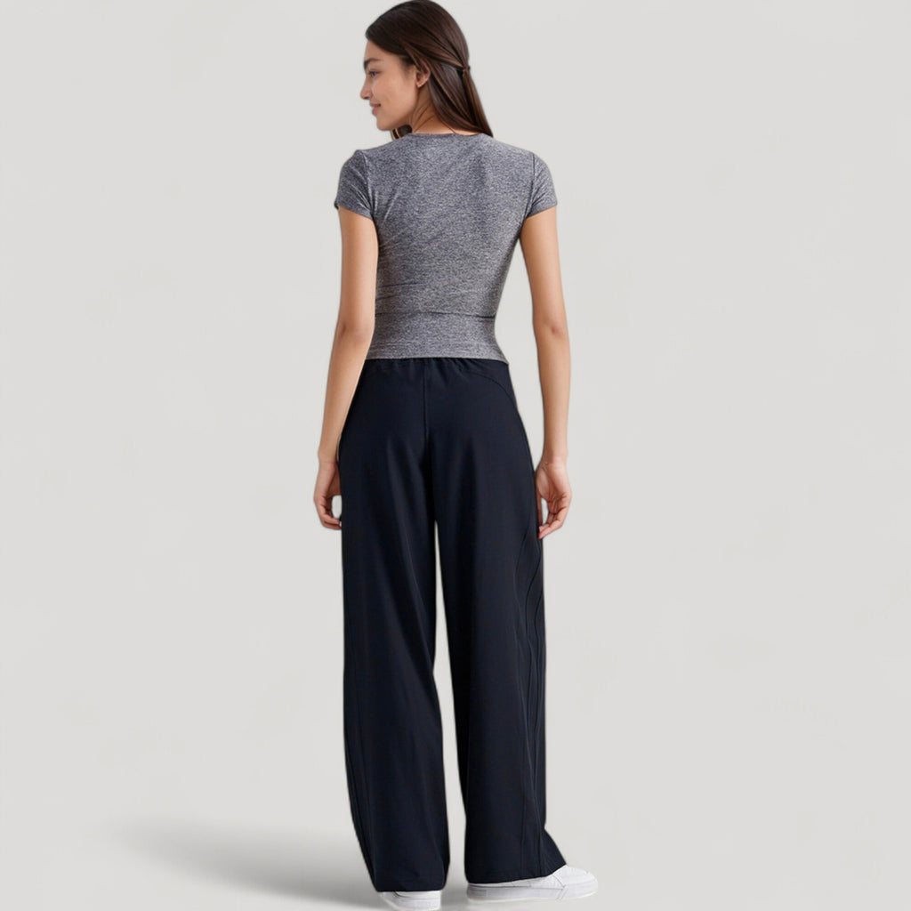 Anna-Kaci Active Women's Short Sleeve Fitted Crew Neck Top with Stretch Fabric for a Sleek and Comfortable Everyday Look