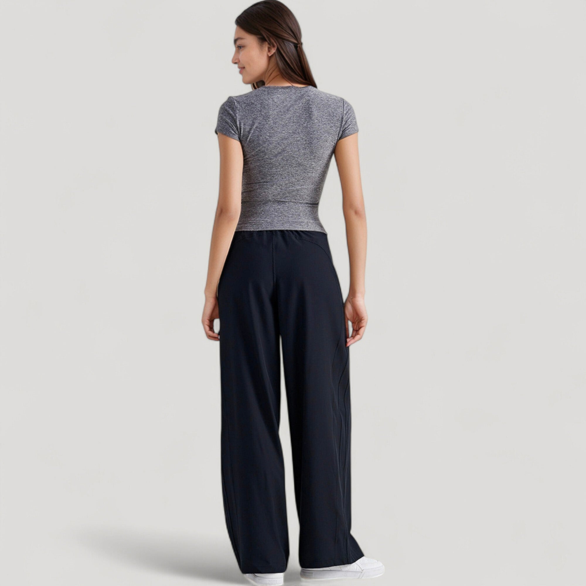 Anna-Kaci Active Women's Short Sleeve Fitted Crew Neck Top with Stretch Fabric for a Sleek and Comfortable Everyday Look