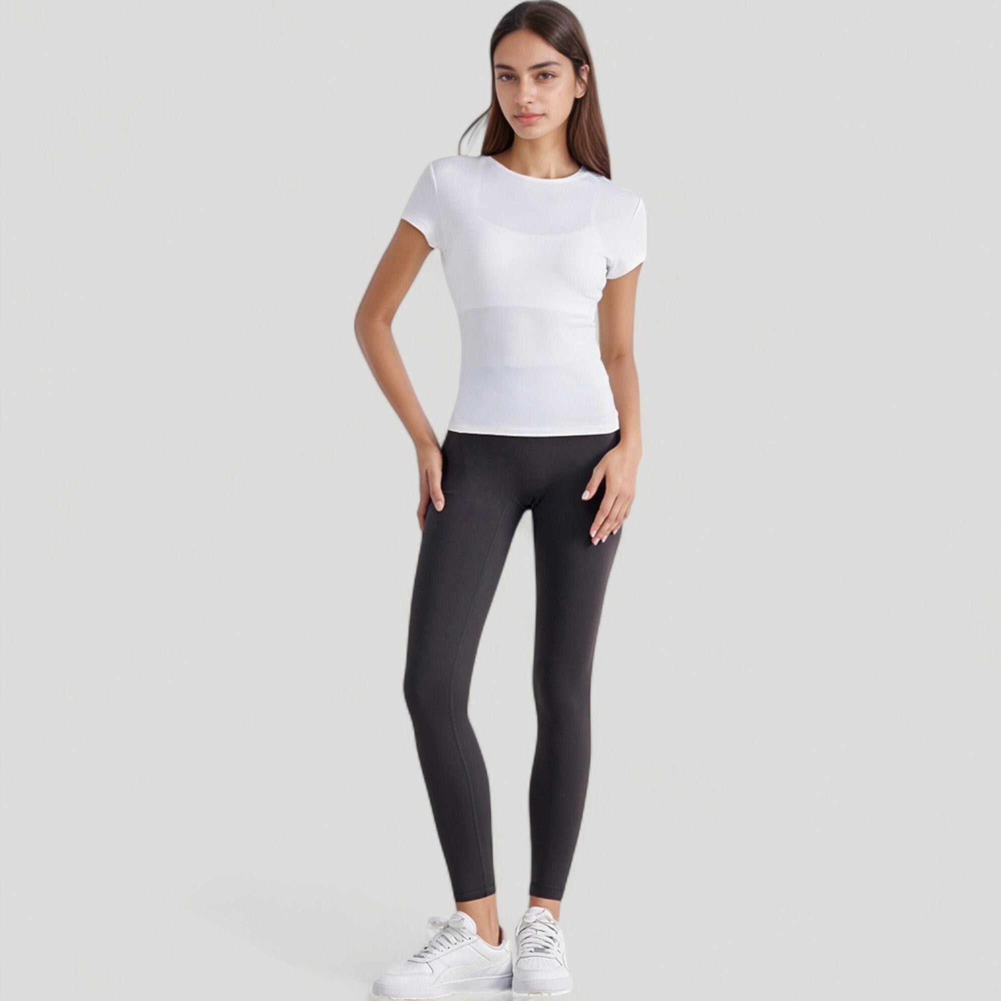 Anna-Kaci Active Women's Short Sleeve Fitted Crew Neck Top with Stretch Fabric for a Sleek and Comfortable Everyday Look