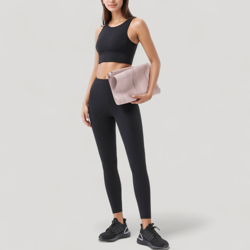 Anna-Kaci Active Women's High Neck Longline Sports Bra with Wide Straps and Keyhole Back for Stylish Medium Support