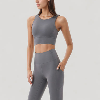 Anna-Kaci Active Women's High Neck Longline Sports Bra with Wide Straps and Keyhole Back for Stylish Medium Support