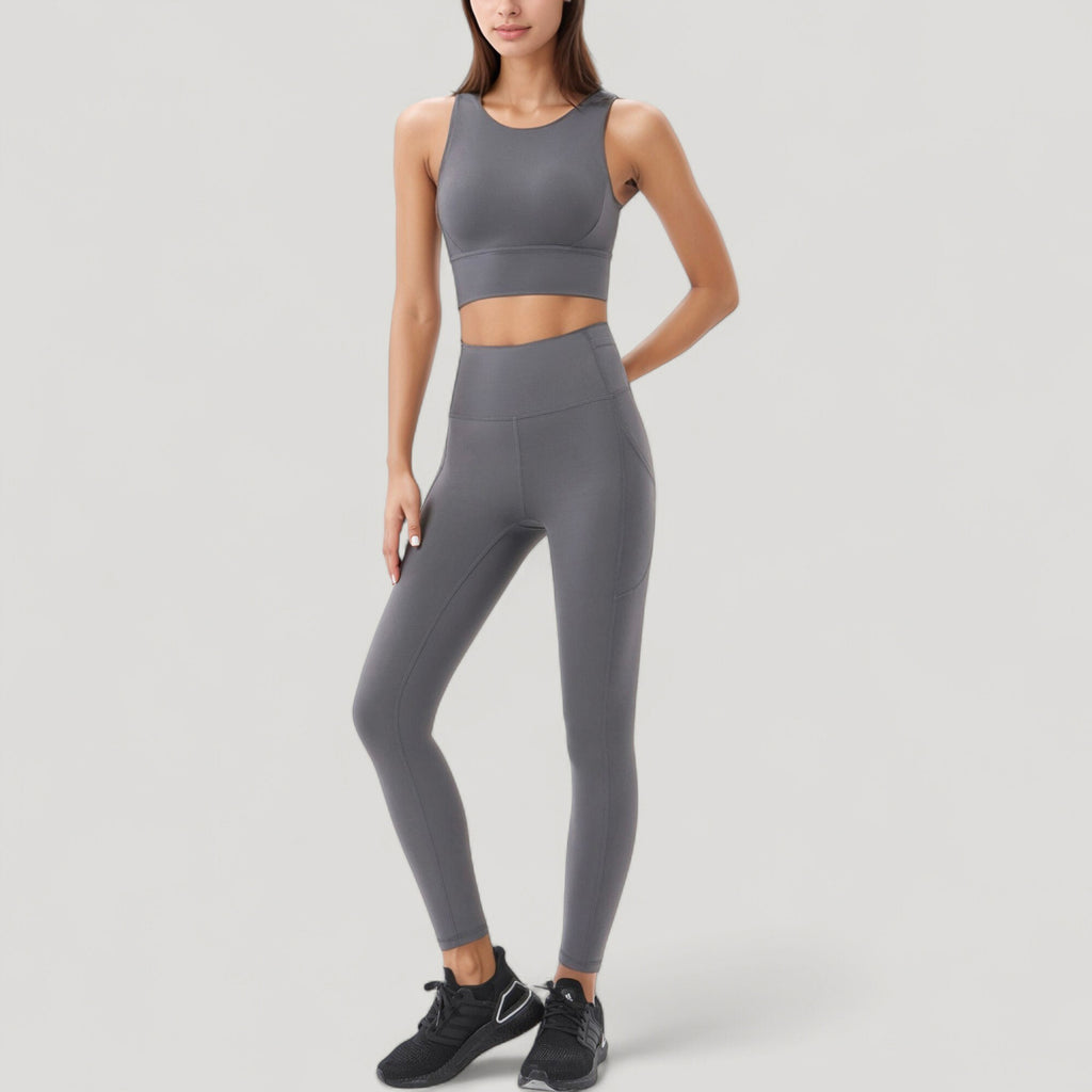 Anna-Kaci Active Women's High Neck Longline Sports Bra with Wide Straps and Keyhole Back for Stylish Medium Support
