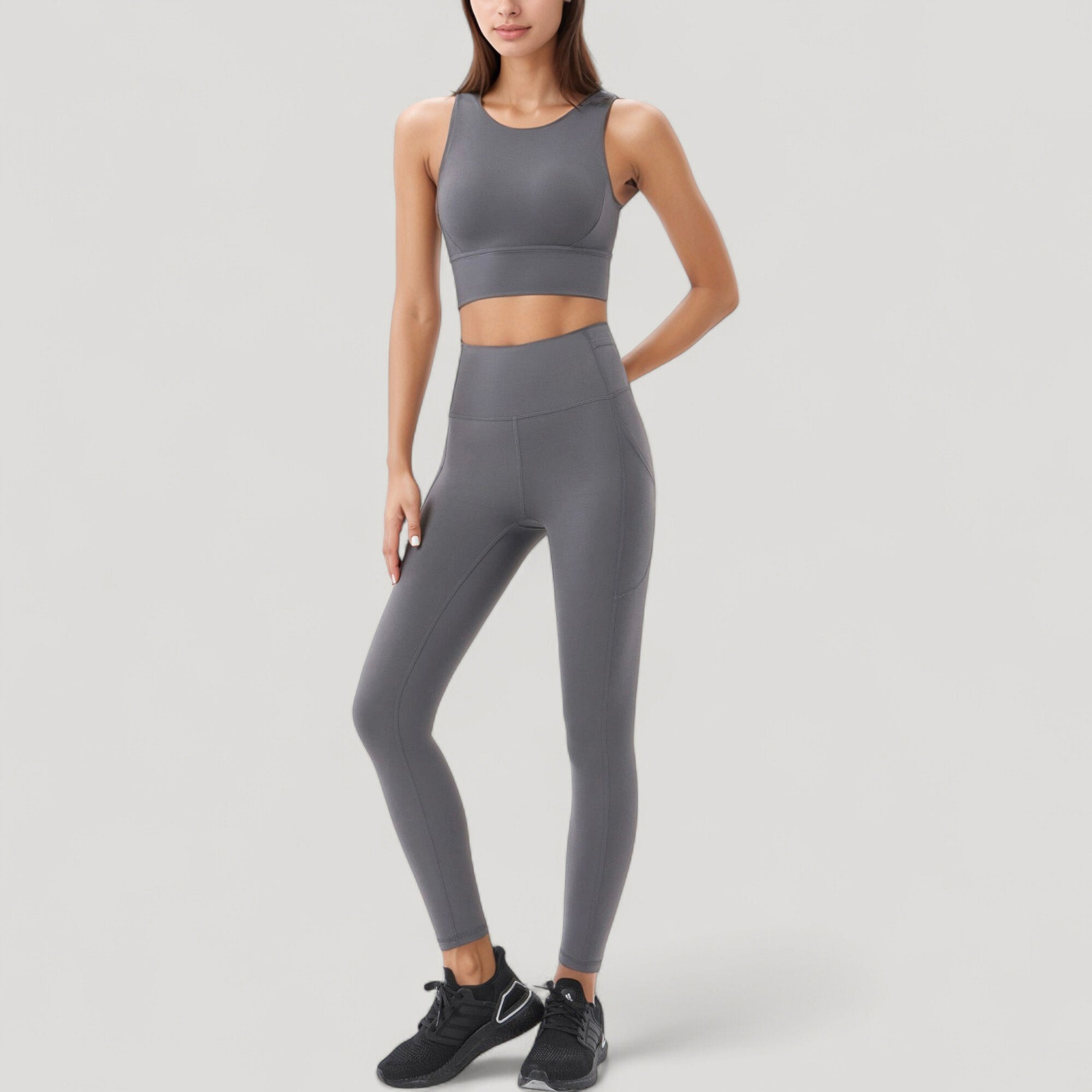 Anna-Kaci Active Women's High Neck Longline Sports Bra with Wide Straps and Keyhole Back for Stylish Medium Support