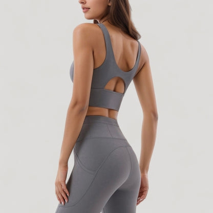 Anna-Kaci Active Women's High Neck Longline Sports Bra with Wide Straps and Keyhole Back for Stylish Medium Support