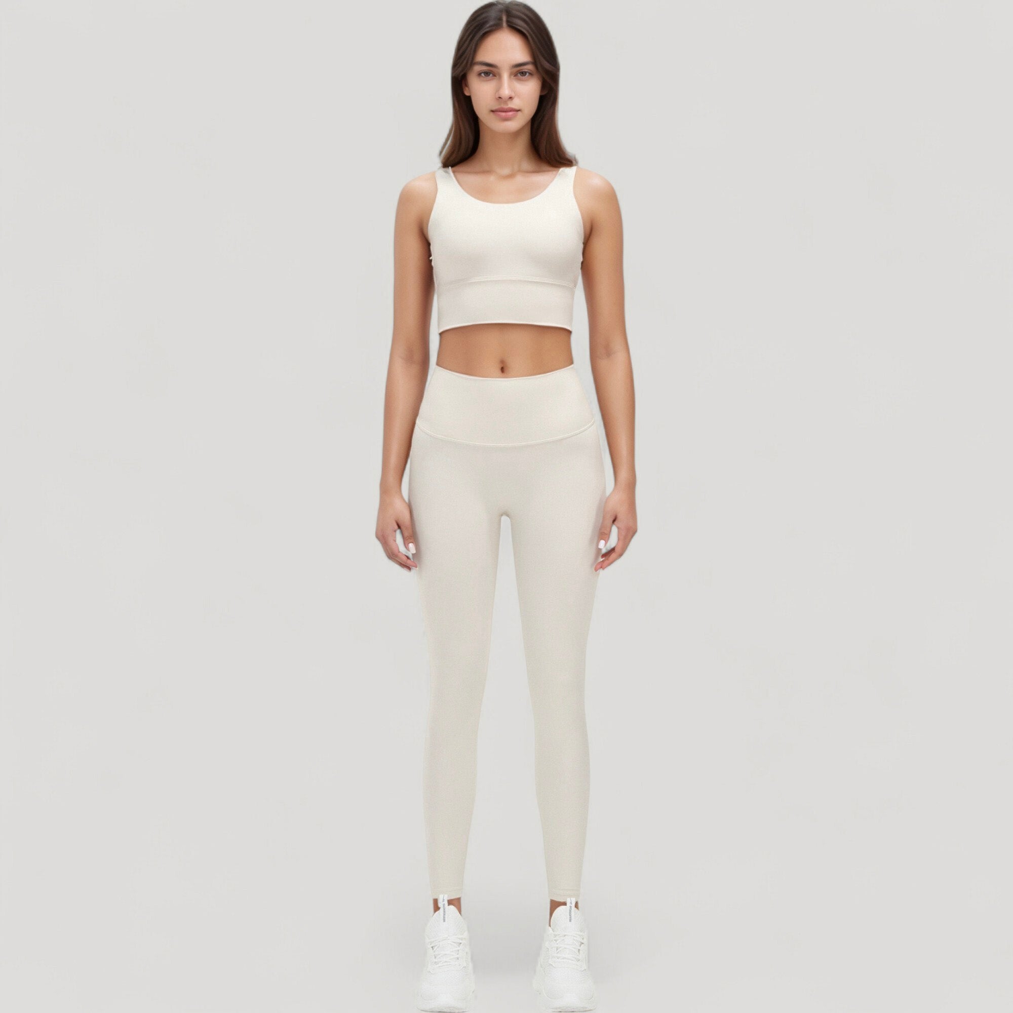 Anna-Kaci Active Women's Scoop Neck Longline Sports Bra with Wide Shoulder Straps and Deep V-Back Design
