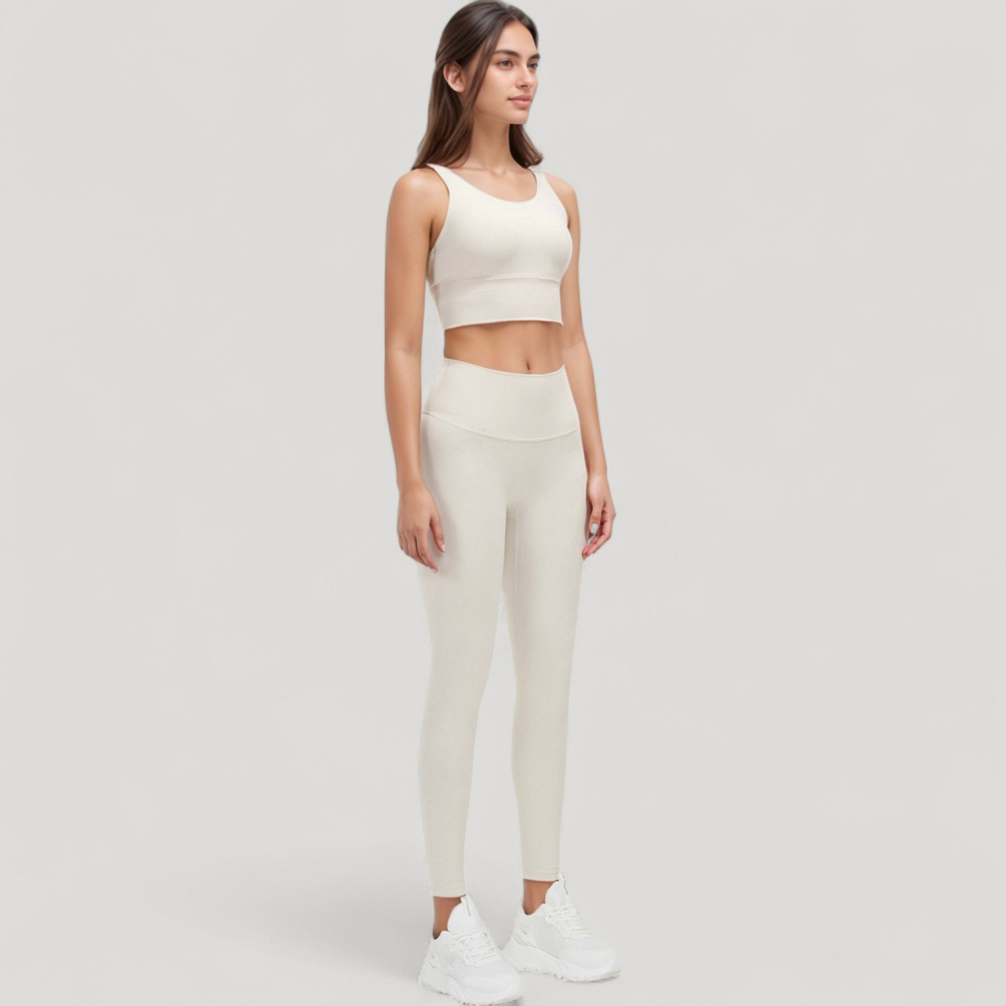 Anna-Kaci Active Women's Scoop Neck Longline Sports Bra with Wide Shoulder Straps and Deep V-Back Design