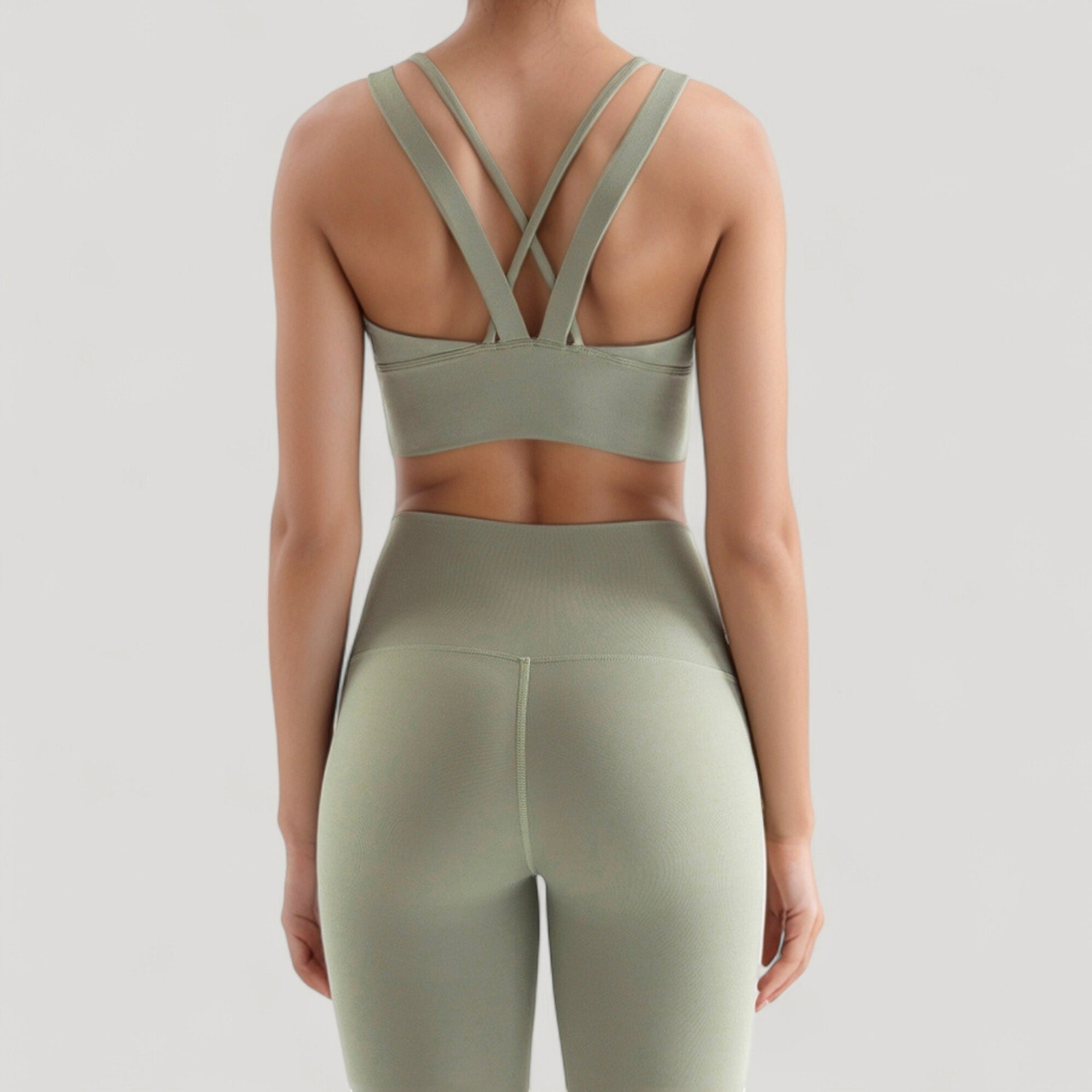 Anna-Kaci Active Women's Strappy V Neck Sports Bra Top with Wide Shoulder Bands and Soft Stretch Fabric