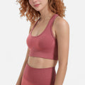 Anna-Kaci Active Women's Seamless Racerback Sports Bra with Ribbed Hem and Scoop Neckline for Medium Support
