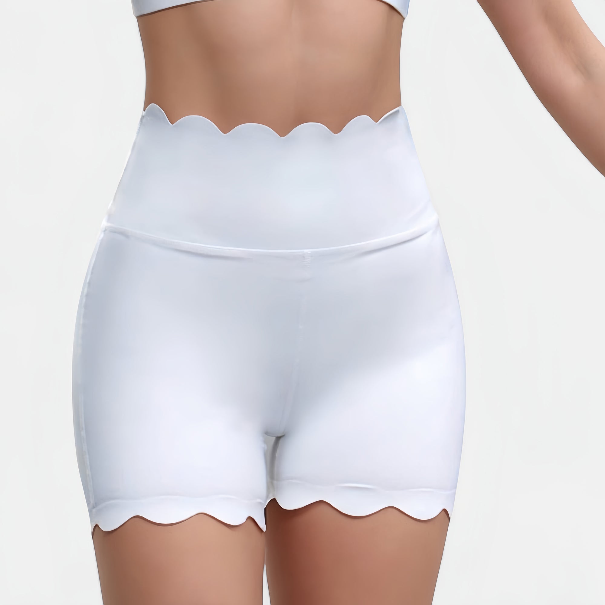 Anna-Kaci Active Women's Scalloped High Waist Athletic Shorts with Soft Stretch Fabric and Seamless Waistband