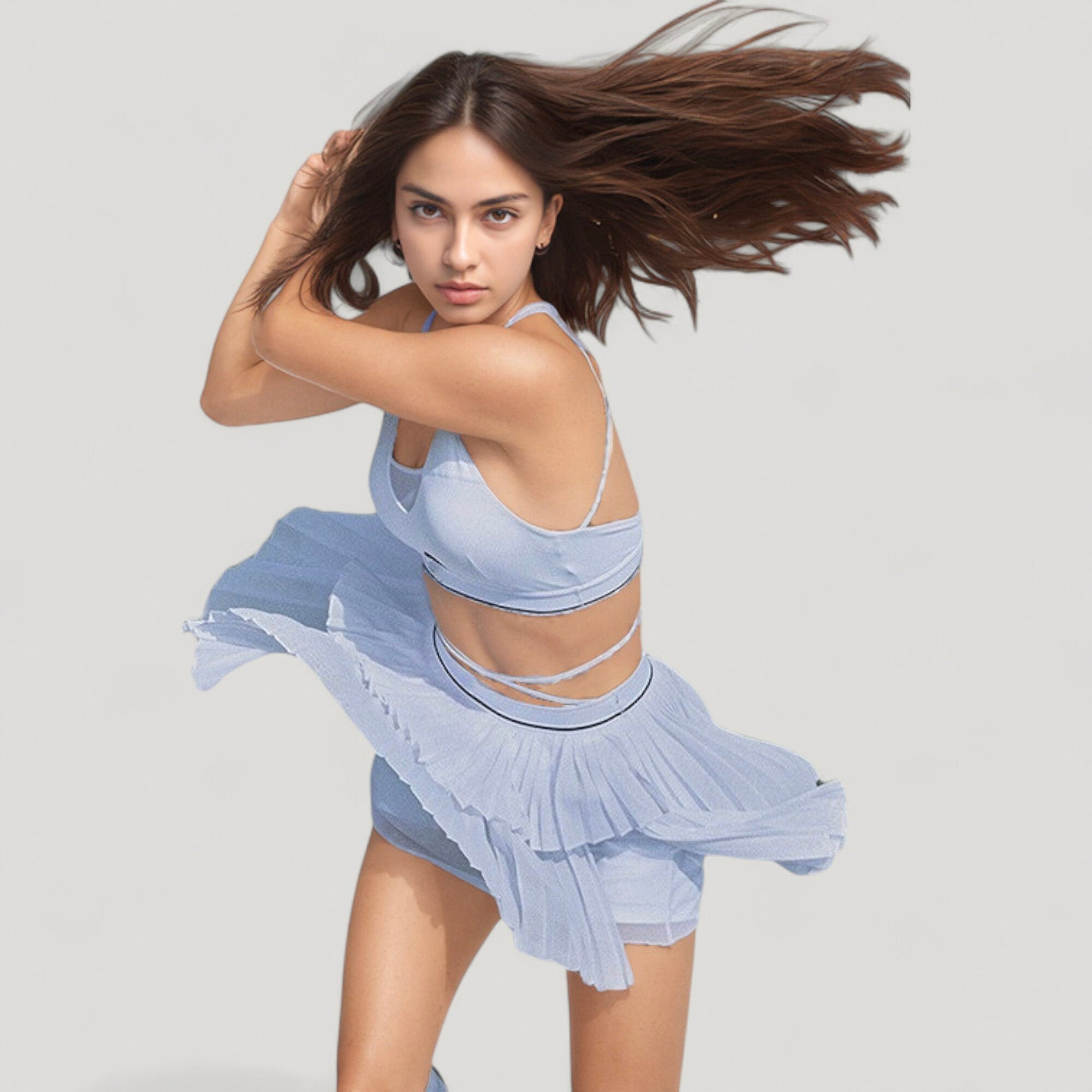 Anna-Kaci Active Women's Athletic Pleated Mini Skirt with Double Layer Mesh Design and Contrast Waistband