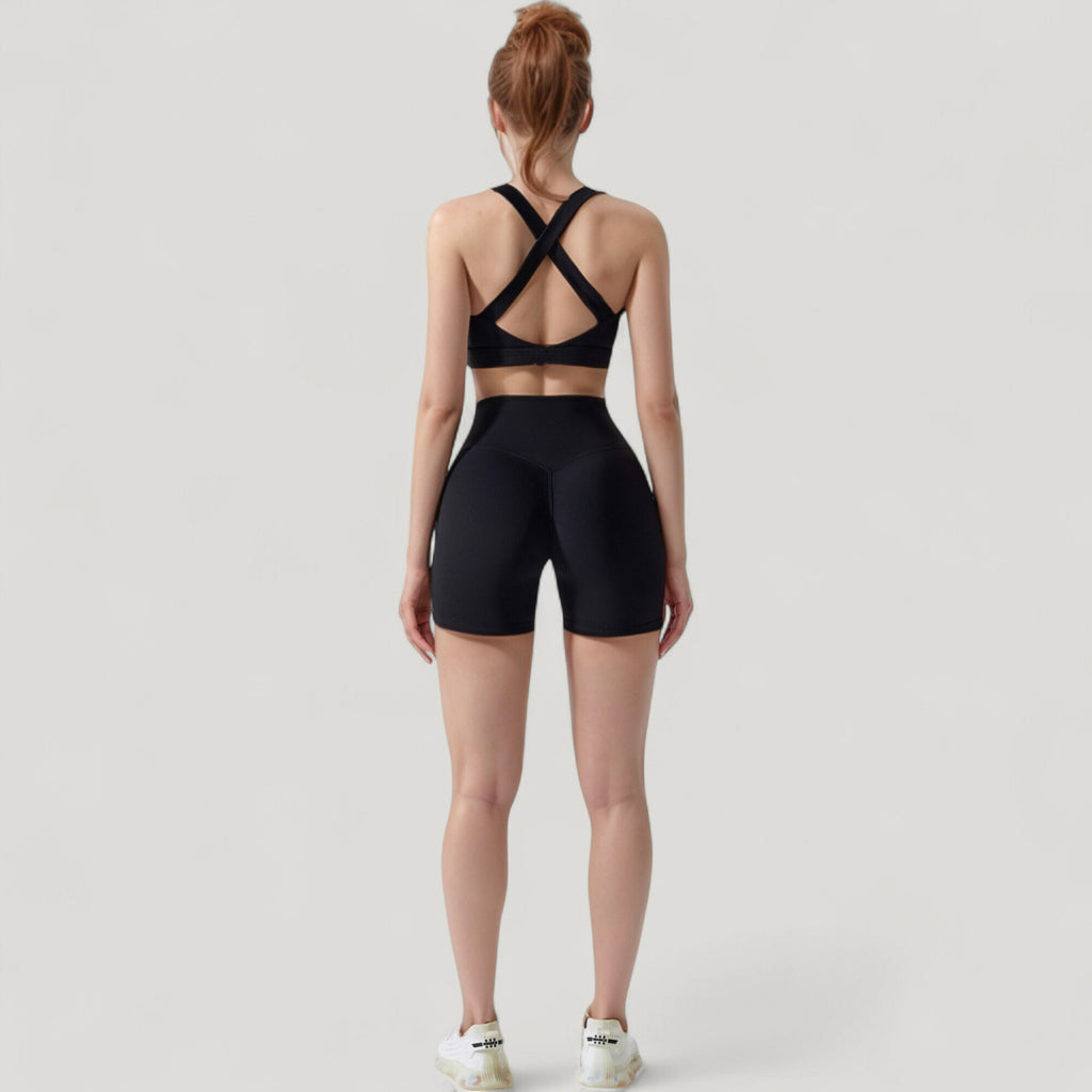 Anna-Kaci Active Women's Wide Strap Square Neck Sports Bra Top with Sculpted Seam Detail and Cropped Fit
